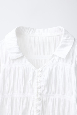 ZARA РУБАШКА С ЭЛАСТИЧНЫМИ КРОМКАМИ, БЕЛЫЙ