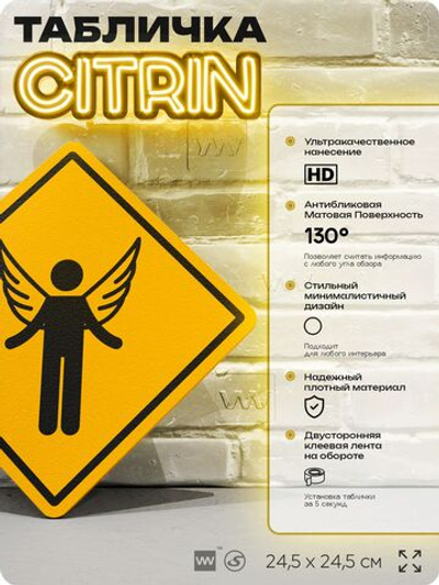 Табличка "Ангел" шуточная прикольная табличка на дверь и стену, для офиса и дома, декоративный знак, 24,5х24,5 см, пластиковая, Айдентика Технолоджи