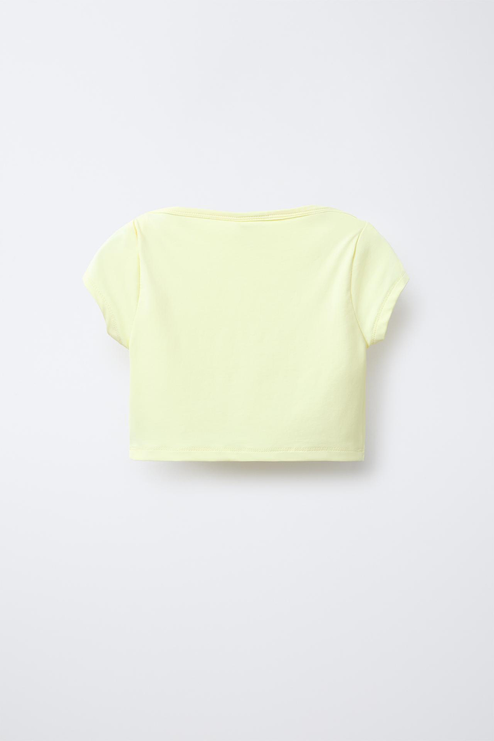 ZARA ОДНОТОННЫЙ ЭЛАСТИЧНЫЙ УКОРОЧЕННЫЙ ТОП, ЖЕЛТЫЙ