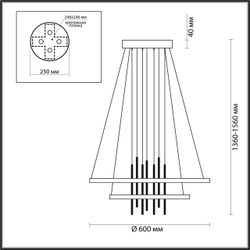 3901/63L L-VISION ODL20 521 золотистый/стекло/металл Подвесной светильник LED 4000K 63W 220V MONICA