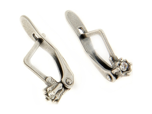 "Денеж" серьги в серебряном покрытии из коллекции "Капель" от Jenavi с английским замком