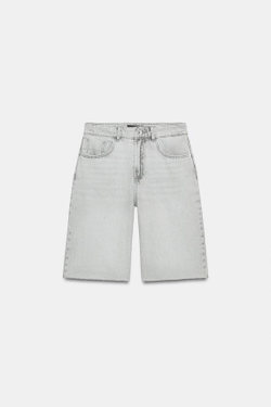 ZARA ДЖИНСОВЫЕ ШОРТЫ Z1975 СО СРЕДНЕЙ ПОСАДКОЙ, СВЕТЛО-СЕРЫЙ