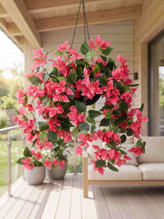 Цветы Бугенвиллии в подвесном кашпо