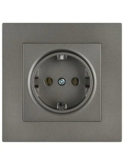Розетка с заземлением Intro Accent серый