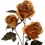Искусственные цветы «FLOWERS GLAMOUR» 65см Розы 3 цветка золотые