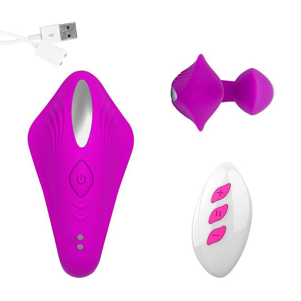 Лиловый U-образный вибромассажер для пар с пультом ДУ (Цвет: лиловый)