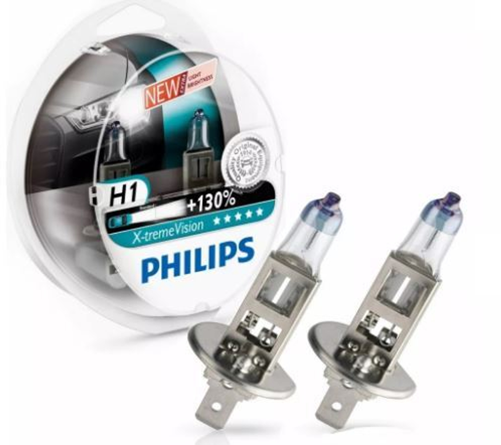 Автолампа H1 12V 55W Philips +130% X-treme Vision (P14,5s) (кт2шт) Р-12258XTV