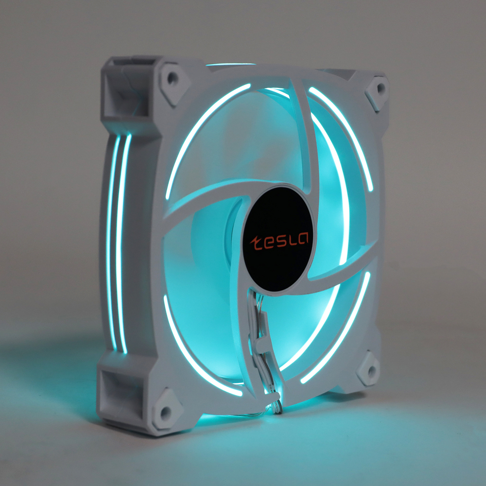 Набор из 3 вентиляторов TESLA RGB120 CW3, 120мм, 1200rpm, 3-pin+Molex, белый/Ice Blue, 38CFM, 21дБ (TSL-120-CW3)