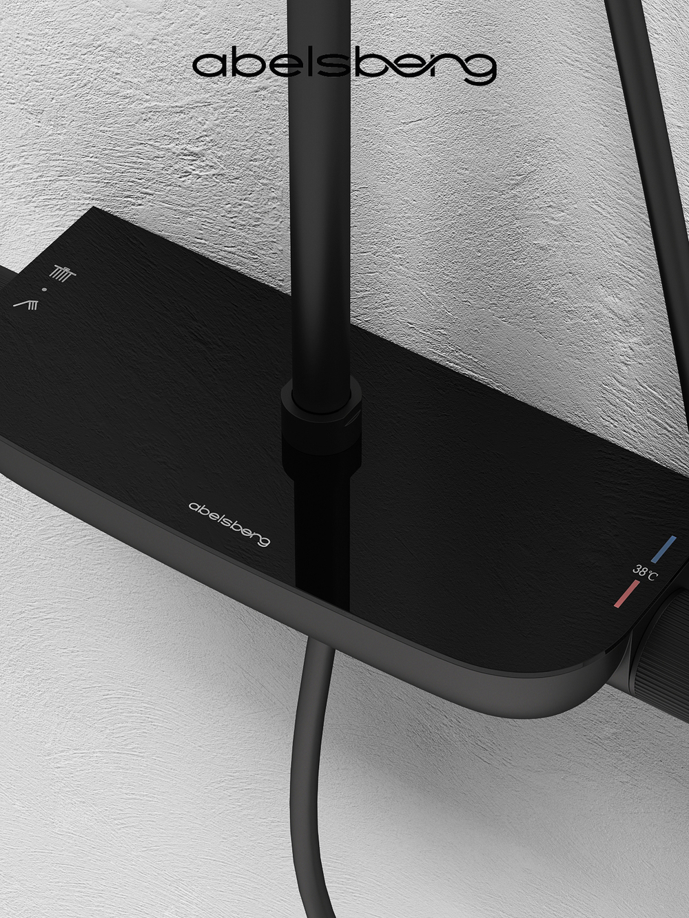 Душевая система Abelsberg Lineara SNS52790MB с термостатом и полкой для душа, вулканический черный