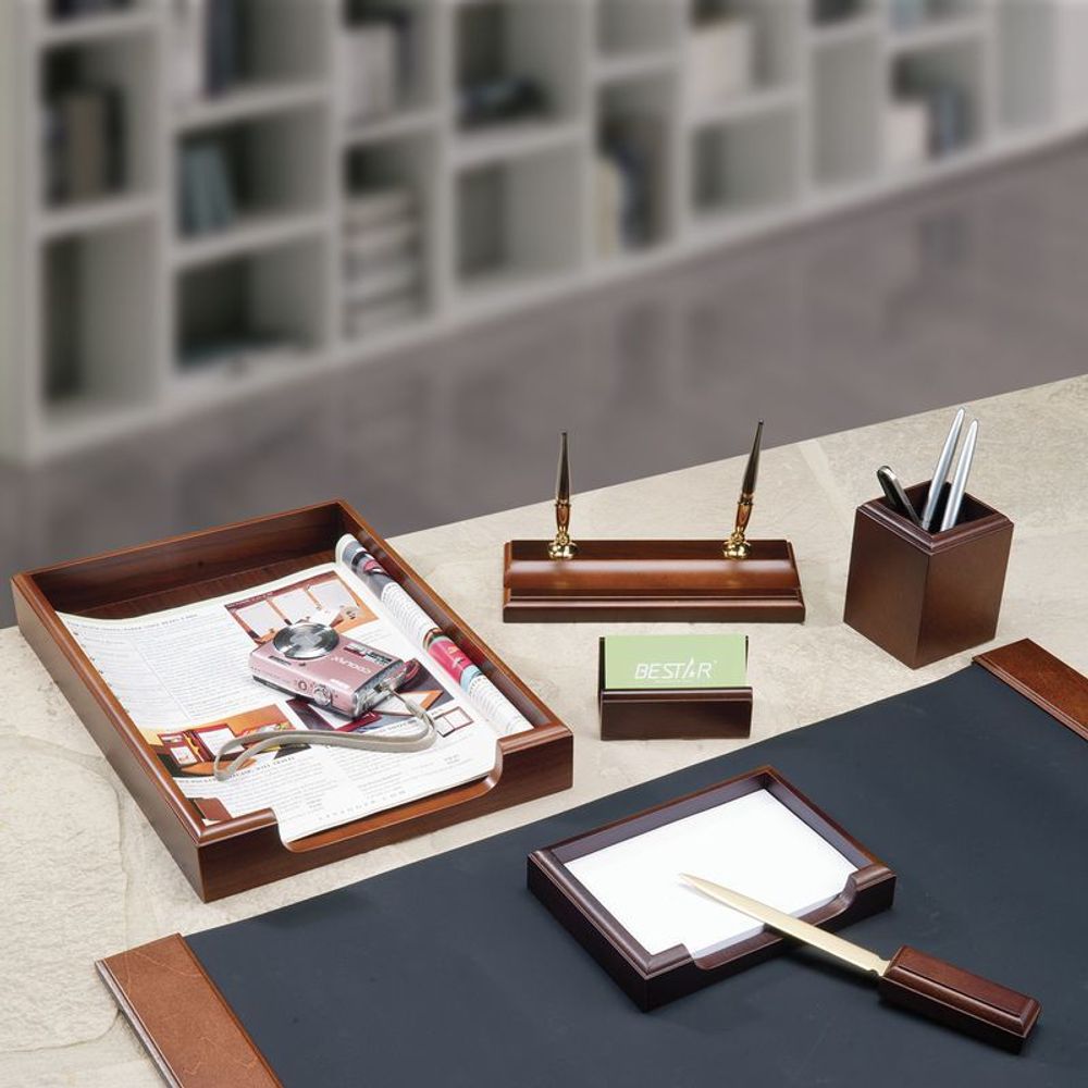 Набор настольный Bestar Hermes из дерева, 7 предметов, цвет орех (236363)