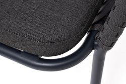 "Бордо" стул плетеный из роупа, каркас алюминий темно-серый (RAL7024) муар, роуп серый 15мм, ткань темно-серая 027