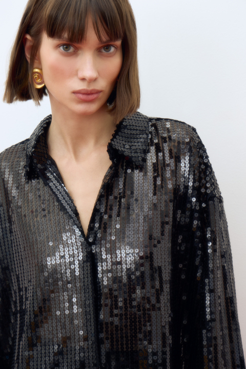 Рубашка из пайеток прямого силуэта