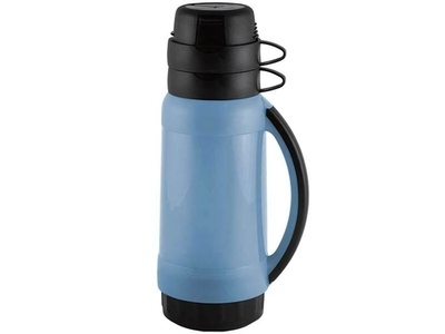 Термос 1л стеклянная колба в пластиковом корпусе, 2 чашки "Pratico", тм Mallony