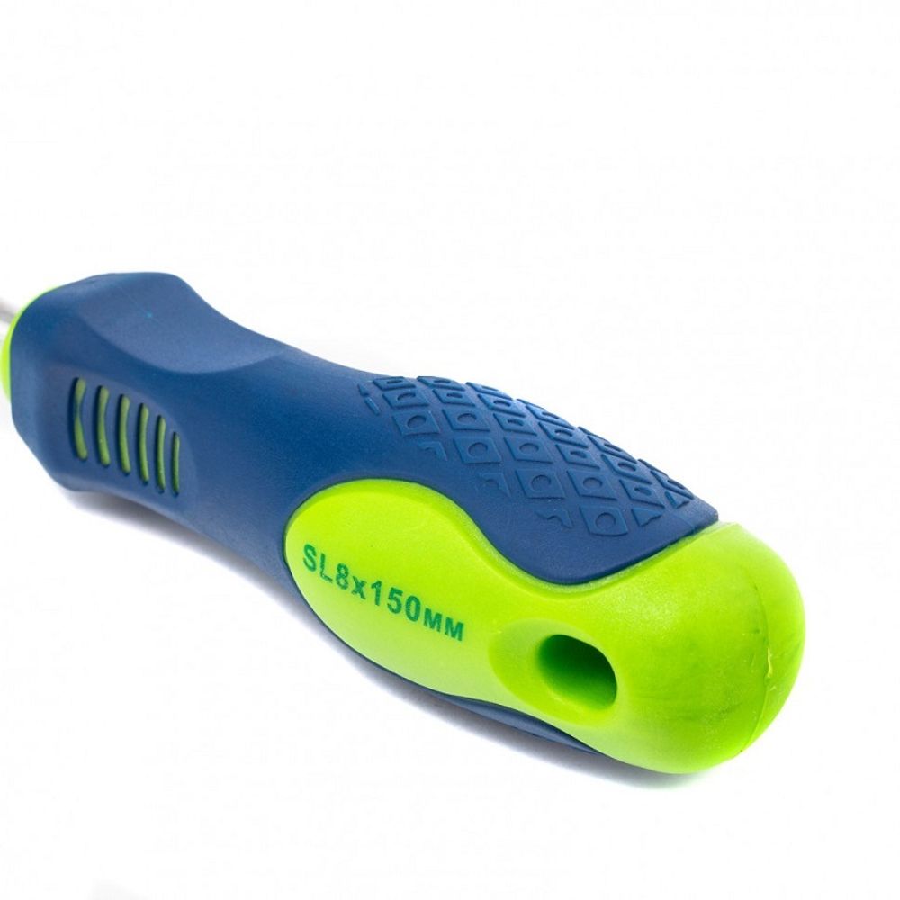 11875 Отвертка, SL8,0 х 150 мм, CrV, 2-х компонентная рукоятка  Сибртех