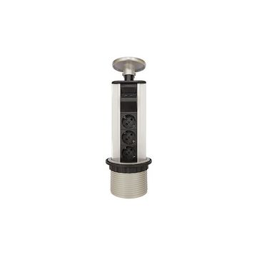 Блок розеток 12S (3 EURO + 2 USB-A) Ø 100 мм Серый металлик