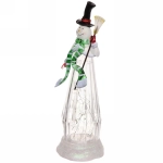 Сувенир с подсветкой «Снеговик с метлой» 34*11 см