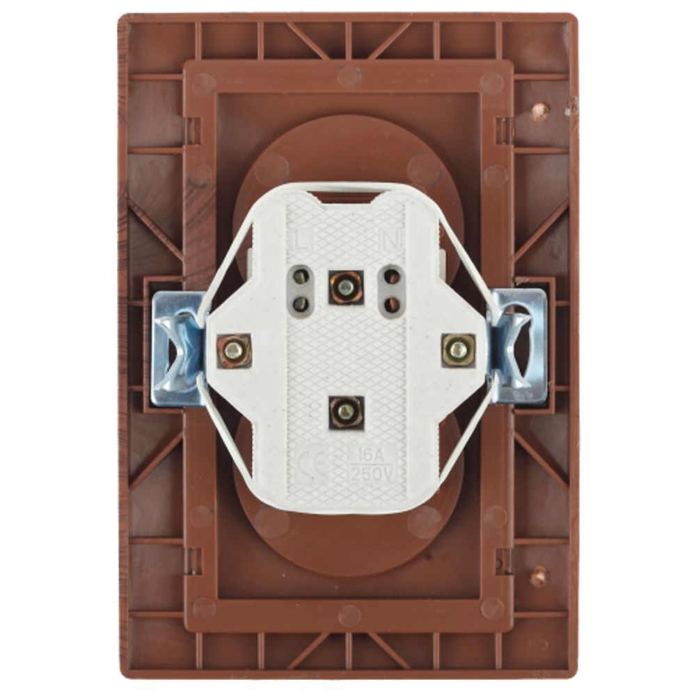 Розетка Intro Plano 1-204-10 без заземления двойная 2х2P, 16А-250В, IP20, СУ, венге