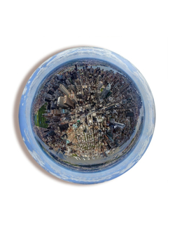 Картина на стекле тондо для интерьера круглая "Планета Нью Йорк", диаметр 28 см Декор для дома, подарок