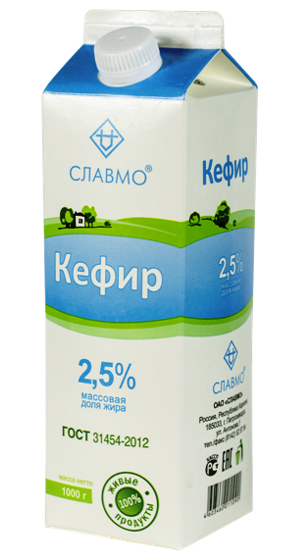 Кефир Славмо 2,5% 1000л