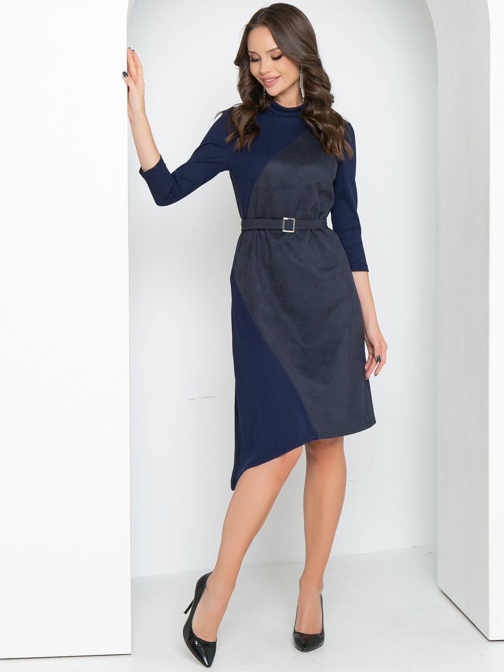 Платье Стильное из замши (синий, нью) Diolche (Акция)