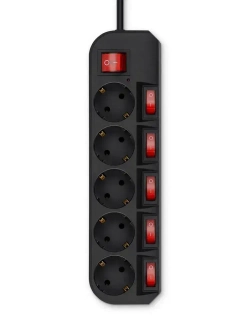 Сетевой фильтр Buro 500SH-1.8-SW-B 1.8м, 5 розеток, с выключателем, черный