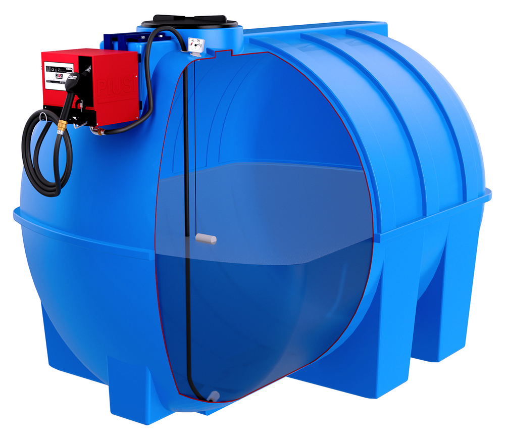 Мини АЗС Cube G 2000 комплектация: топливозаправочная колонка Cube 56/33, бак 2000л, крепеж и соединия Полимер-Групп PIUSI 2000 л. горизонтальная (2203x1270x1350см;) - арт.559152