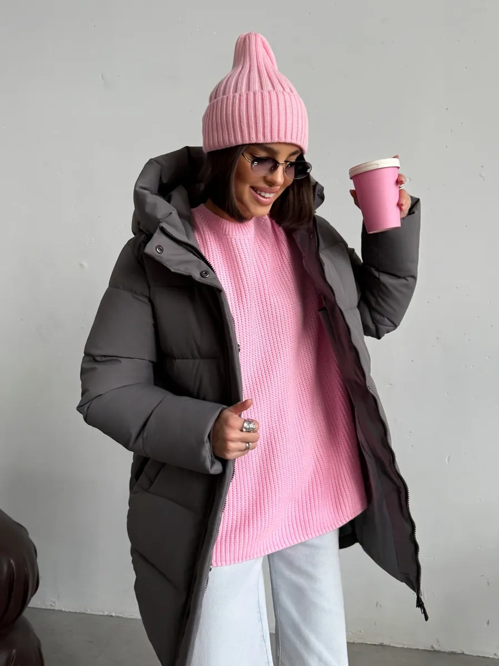 Куртка зимняя удлиненная с капюшоном