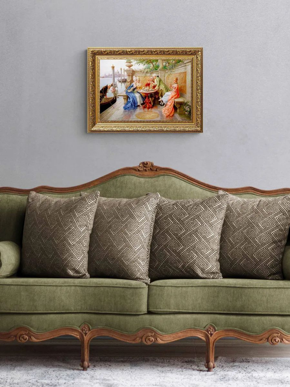 Картина на стену для интерьера на холсте "Золотой век" в классической раме 41*51 см