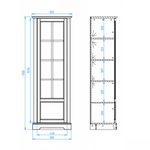 Шкаф-витрина деревянная Лэйквью 60х41х170 см, сервант с 4 полками, из массива сосны