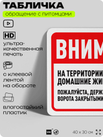 Табличка "Внимание, на территории есть домашние животные" на дверь и забор, для двора, дома, подъезда, 40х30 см, Silver Plane x Айдентика Технолоджи