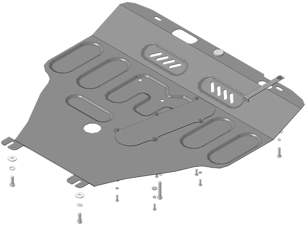 Защита картера двигателя, КПП. 2 мм, Сталь. для Nissan Micra 2003-2010, Motodor.71402