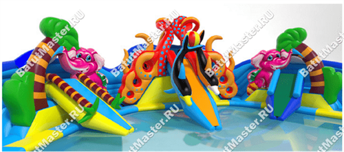 Надувной наземный аквапарк «Аквасфера» с бассейном, 20x18.5x7 м.