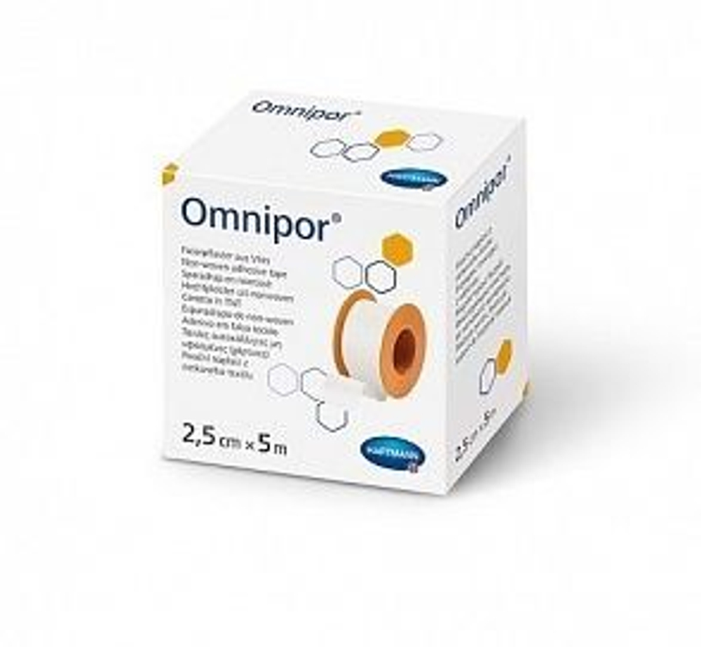 OMNIPOR - фикс.пластырь из нетканого матер. /белый/: 2,5см х 5м; 1шт.