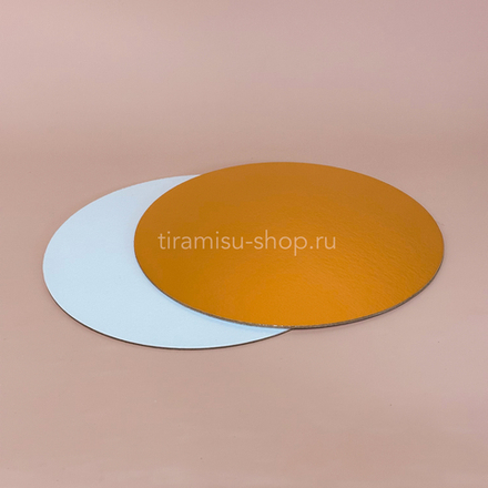 УЦЕНКА Подложка для торта золото/белая, d 24 см, h 1,5 мм