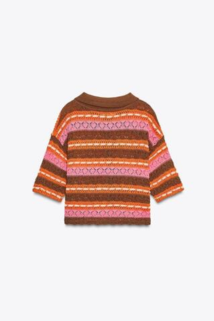 ZARA ЖАККАРДОВЫЙ ТОП ПОЛО, РАЗНОЦВЕТНЫЙ