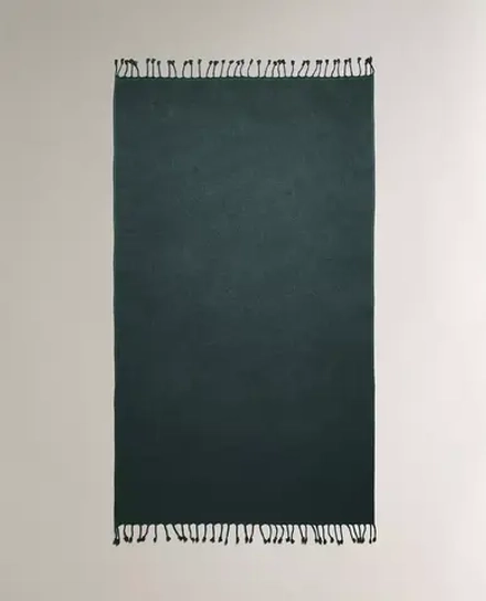 ZARA HOME ПЛЯЖНОЕ ПОЛОТЕНЦЕ ИЗ ХЛОПКА С БАХРОМОЙ, ЗЕЛЕНЫЙ