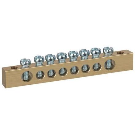 Шина NO-122-21 PEN "земля-ноль" 8х12мм 8/2 крепеж по краям латунь ЭРА Б0047236