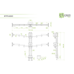 ErgoFount BTFS-603C Настольное крепление для 6 мониторов диагональю до 24'', четыре из которых на шарнирных трехколенных вылетах с конфигурацией 2х3 и зажимом к столу типа "С". Цвет - серебристый