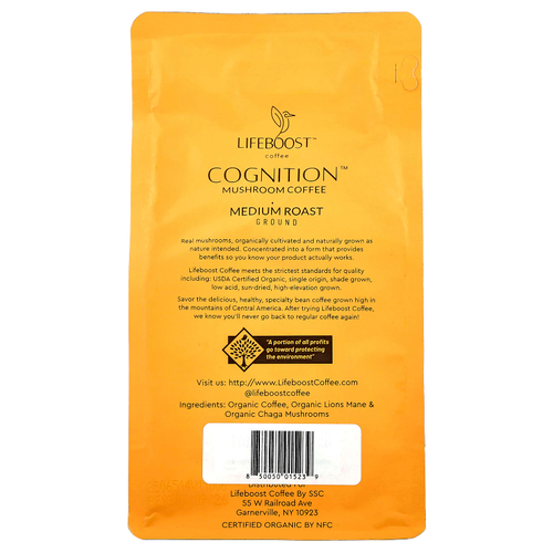 Lifeboost, Cognition ™, кофе с грибами, молотый, средней обжарки, 340 г (12 унций)