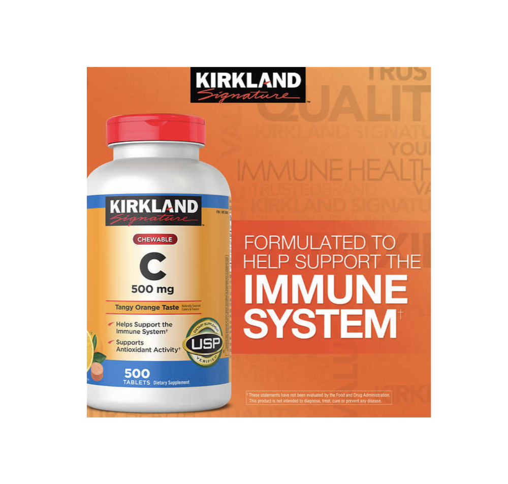 Жевательные  таблетки с витамином С Kirkland Signature, 500 мг, 500 таблеток