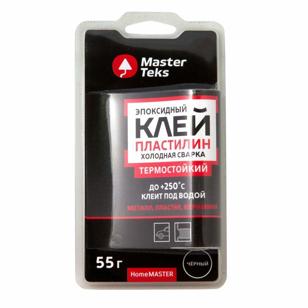 Клей-пластилин эпоксидный MasterTeks HM холодная сварка высокотемпературный черный (55гр)