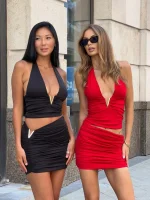 Юбка V, красный