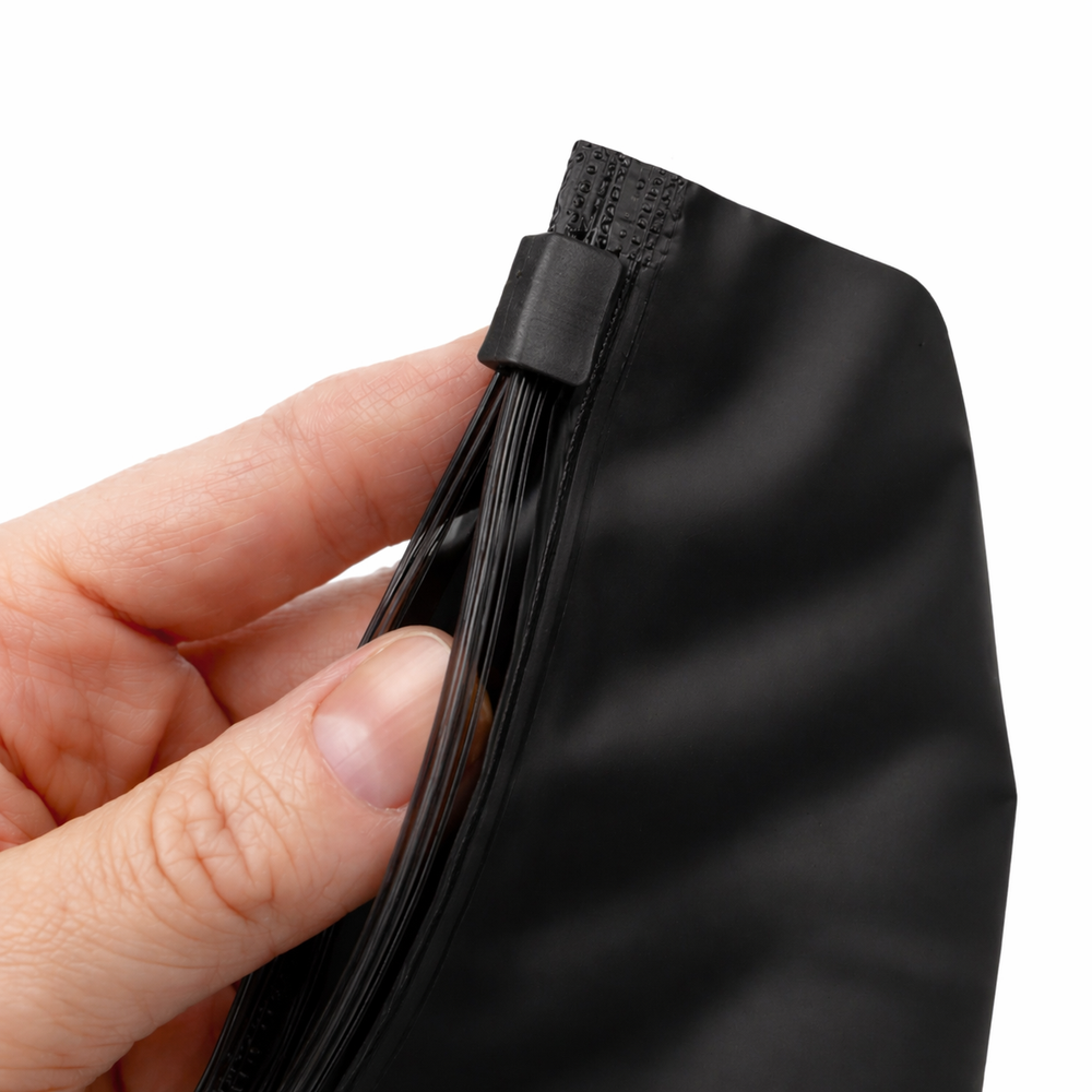 Зип пакет с бегунком 30*40 см черный матовый 70 мкм в наличии