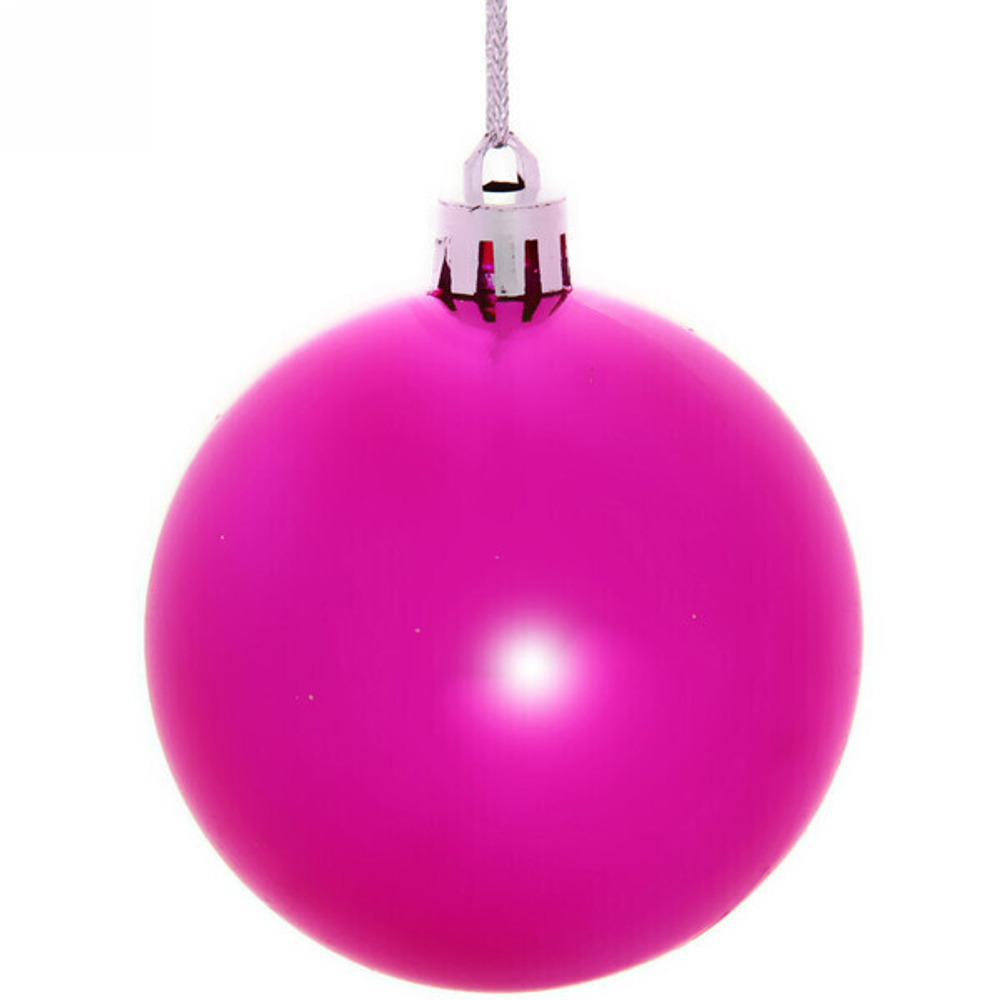 Новогодние шары 6 см (набор 3 шт) «Глянец», фуксия