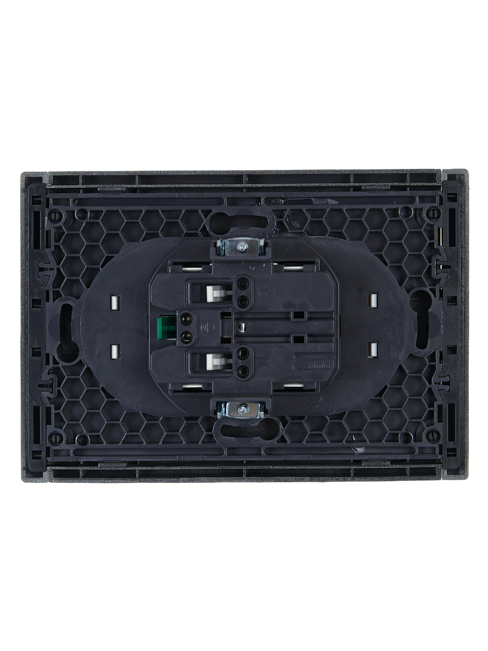 FORTE&PIANO Розетка 2-местная с заземлением с защитными шторками безвинтовое крепление 16А FP523 сталь IEK