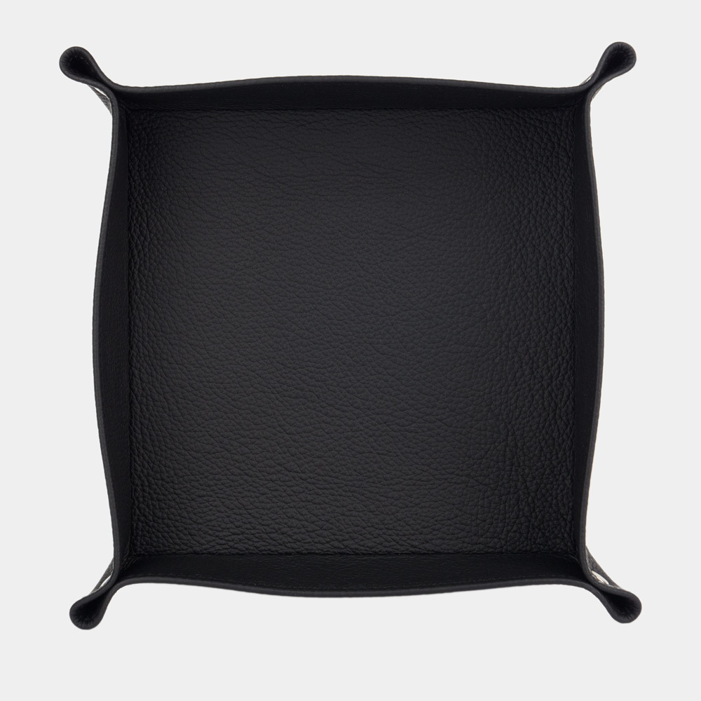 Лоток для мелочей из натуральной кожи теленка, черного цвета