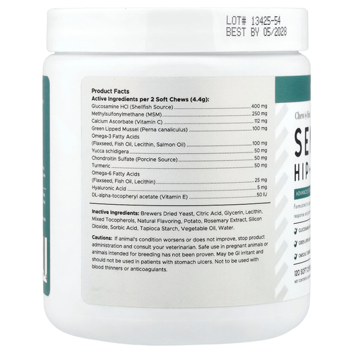 Chew + Heal, Senior, добавка для бедер и суставов, для собак, 120 жевательных таблеток, 264 г (9,3 унции)