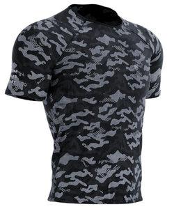 Мужская теннисная футболка Compressport Training Short Sleeve T-Shirt Camo Premium - black/camo
