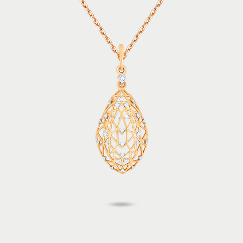 Подвеска из желтого золота 585 пробы с фианитами для женщин (арт. 004193-4102)