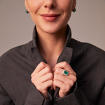 Кольцо с изумрудом и бриллиантами, Эмаль, R0143-11/3